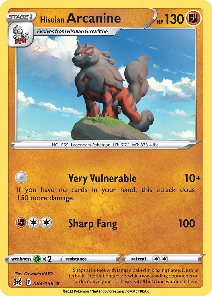 Hisuian Arcanine (084/196) (Theme Deck Exclusive) [Sword & Shield: Lost Origin] | Fandemonia Ltd