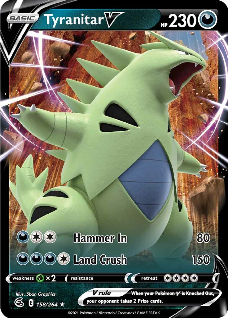 Tyranitar V (158/264) [Sword & Shield: Fusion Strike] | Fandemonia Ltd