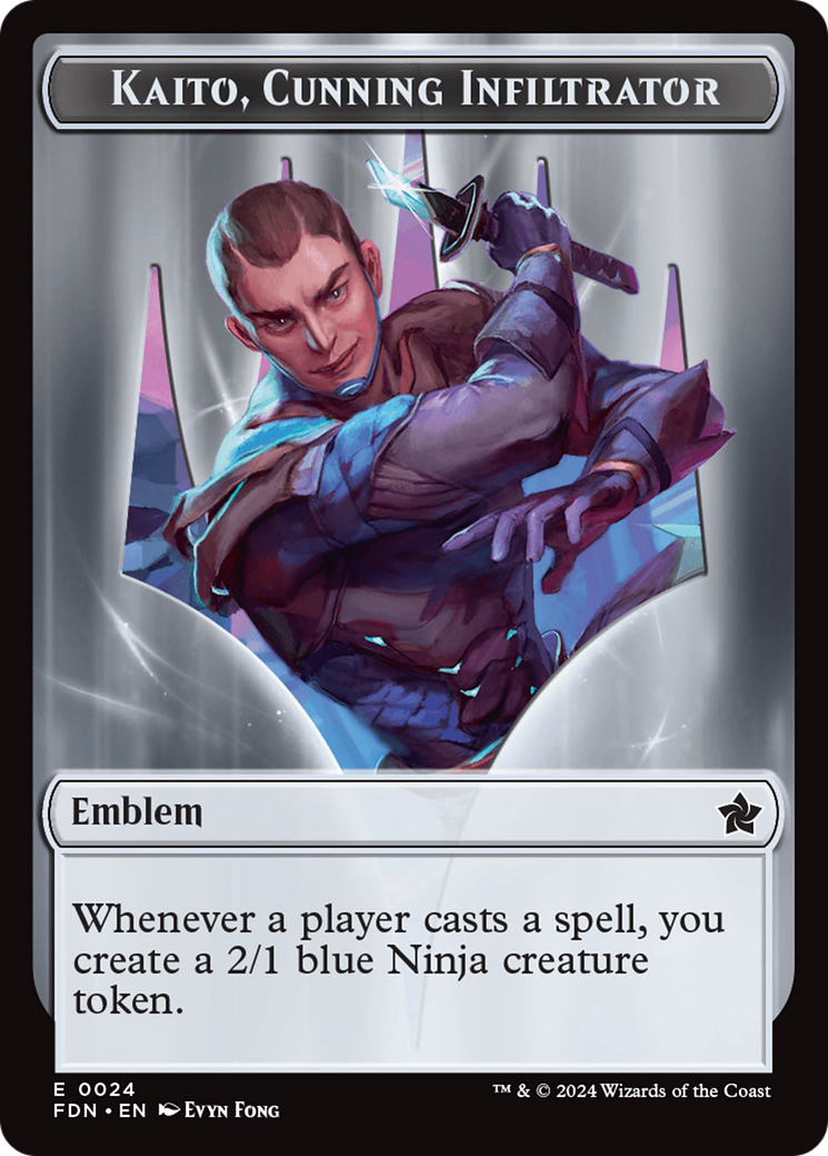 Emblem - Kaito, Cunning Infiltrator // Ninja Doubled-Sided Token [Foundations Tokens] | Fandemonia Ltd