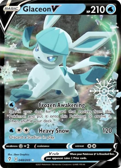 Glaceon V (040/203) (Holiday Calendar) [Sword & Shield: Evolving Skies] | Fandemonia Ltd