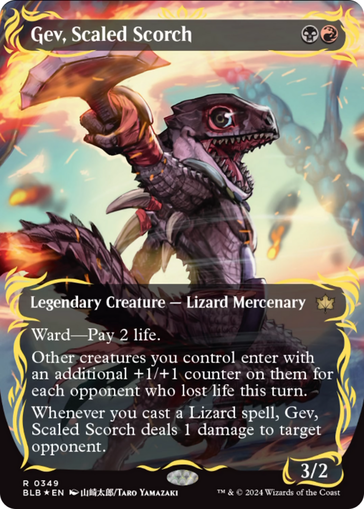 Gev, Scaled Scorch (Borderless) (Raised Foil) [Bloomburrow] | Fandemonia Ltd