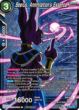 Beerus, Annihilation's Essence (Tournament Pack Vol. 8) (Winner) (P-384) [Tournament Promotion Cards] | Fandemonia Ltd