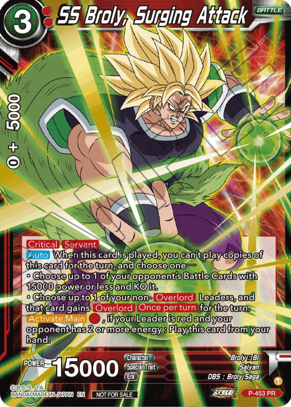 SS Broly, Surging Attack (Championship Selection Pack 2023 Vol.1) (Holo) (P-453) [Tournament Promotion Cards] | Fandemonia Ltd