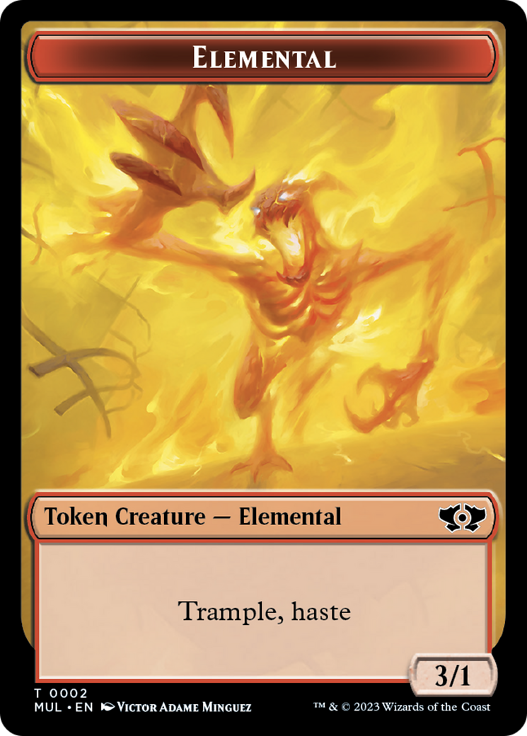 Elemental (2) // Teferi Akosa of Zhalfir Emblem Double-Sided Token [March of the Machine Tokens] | Fandemonia Ltd