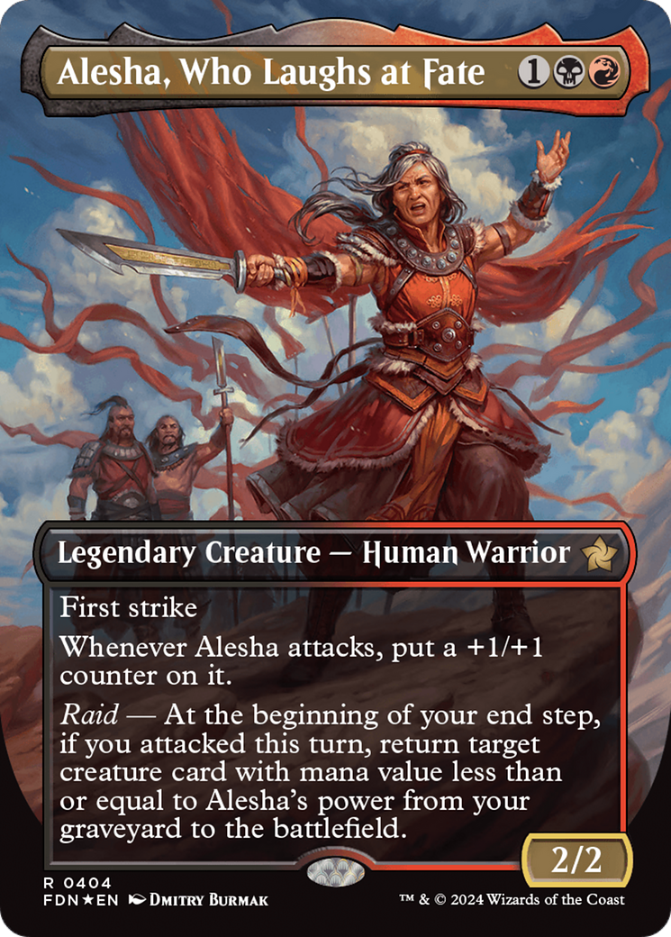 Alesha, Who Laughs at Fate (Borderless) (Mana Foil) [Foundations] | Fandemonia Ltd