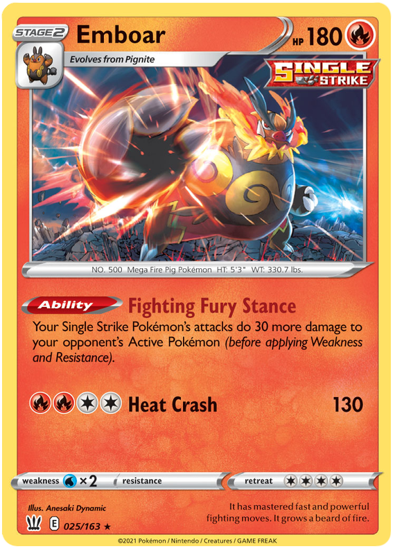 Emboar (025/163) [Sword & Shield: Battle Styles] | Fandemonia Ltd