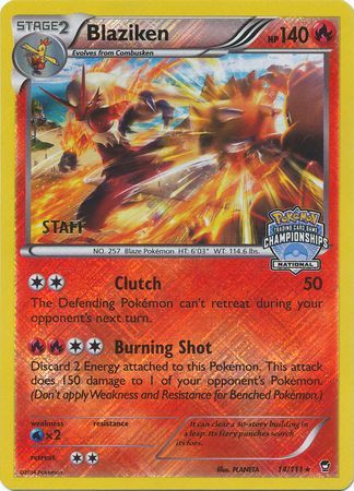 Blaziken (14/111) (Staff National Championship Promo) [XY: Furious Fists] | Fandemonia Ltd