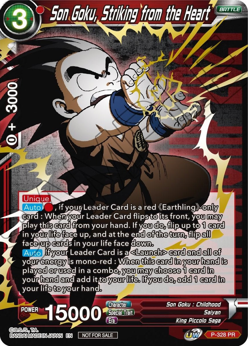 Son Goku, Striking from the Heart (Gold Stamped) (P-328) [Tournament Promotion Cards] | Fandemonia Ltd