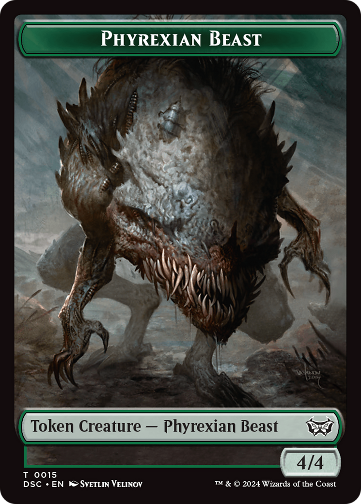 Phyrexian Beast //Manifest Double-Sided Token [Duskmourn: House of Horror Commander Tokens] | Fandemonia Ltd