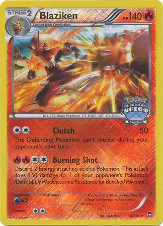 Blaziken (14/111) (National Championship Promo) [XY: Furious Fists] | Fandemonia Ltd