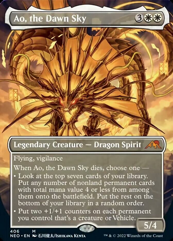 Ao, the Dawn Sky (Borderless Alternate Art) [Kamigawa: Neon Dynasty] | Fandemonia Ltd