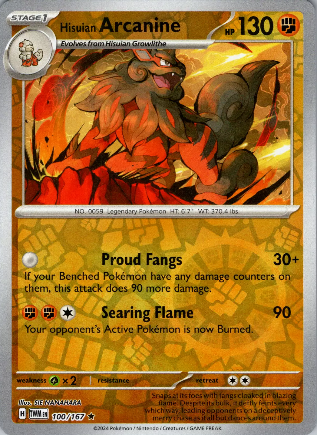 Hisuian Arcanine (100/167) [Scarlet & Violet: Twilight Masquerade] | Fandemonia Ltd