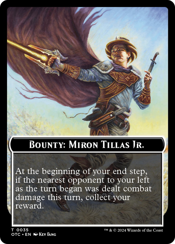 Bounty: Miron Tillas Jr. // Bounty Rules Double-Sided Token [Outlaws of Thunder Junction Commander Tokens] | Fandemonia Ltd