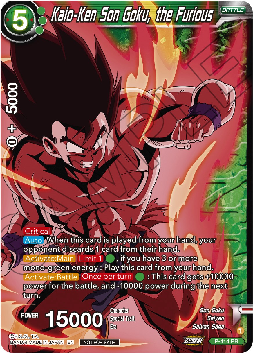 Kaio-Ken Son Goku, the Furious (Zenkai Series Tournament Pack Vol.1 Winner) (P-414) [Tournament Promotion Cards] | Fandemonia Ltd