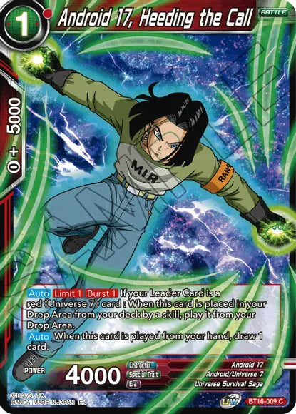 Android 17, Heeding the Call (BT16-009) [Realm of the Gods] | Fandemonia Ltd