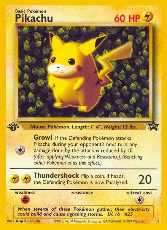 Pikachu (1) (1st Edition Misprint Promo) [Wizards of the Coast: Black Star Promos] | Fandemonia Ltd