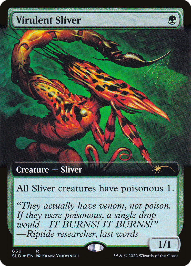 Virulent Sliver (Extended Art) (Step-and-Compleat Foil) [Secret Lair Drop Promos] | Fandemonia Ltd