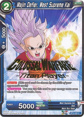 Majin Defier, West Supreme Kai (Titan Player Stamped) (BT3-039) [Tournament Promotion Cards] | Fandemonia Ltd