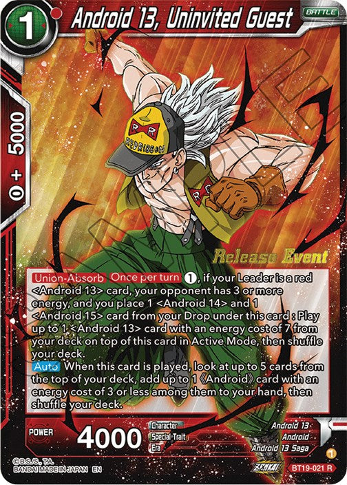 Android 13, Uninvited Guest (Fighter's Ambition Holiday Pack) (BT19-021) [Tournament Promotion Cards] | Fandemonia Ltd