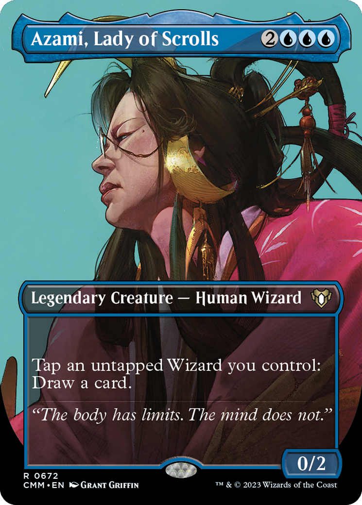 Azami, Lady of Scrolls (Borderless Profile) [Commander Masters] | Fandemonia Ltd