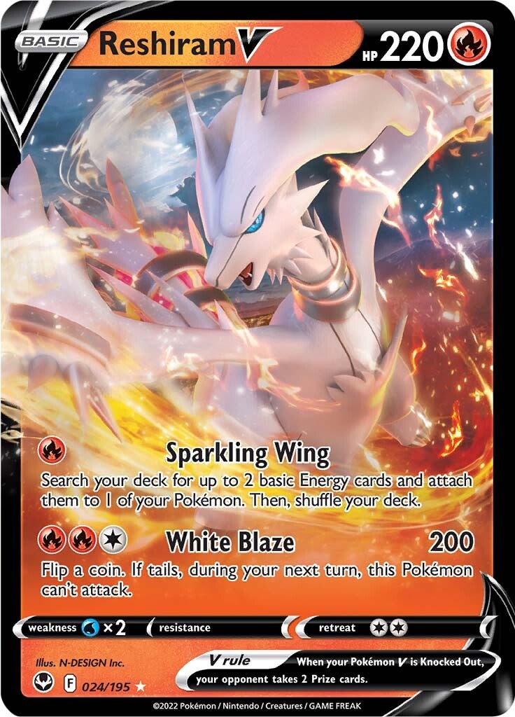 Reshiram V (024/195) [Sword & Shield: Silver Tempest] | Fandemonia Ltd