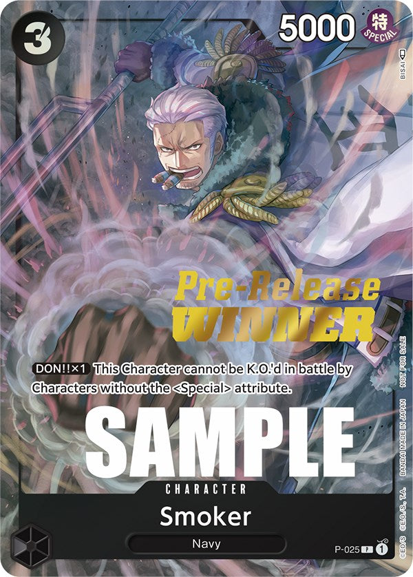 Smoker (Pre-Release) [Winner] [One Piece Promotion Cards] | Fandemonia Ltd