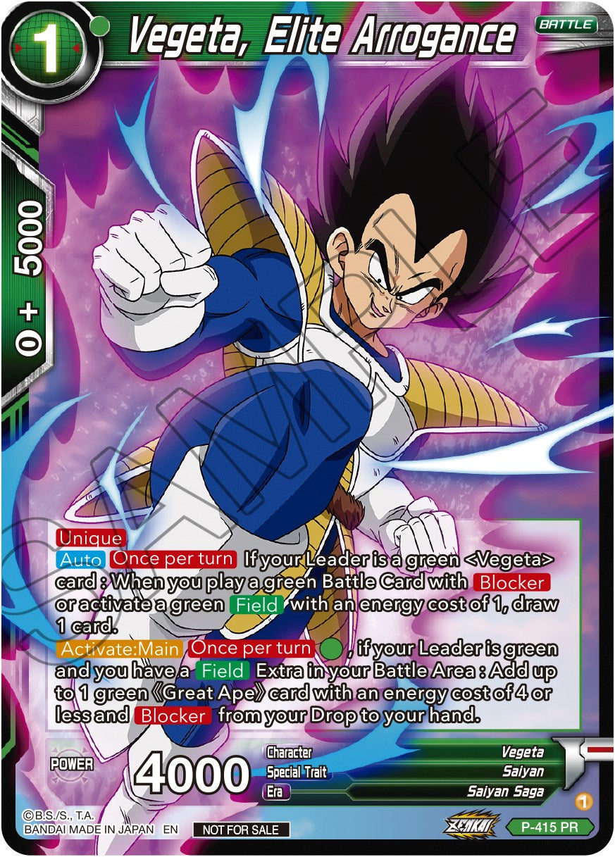 Vegeta, Elite Arrogance (Zenkai Series Tournament Pack Vol.1) (P-415) [Tournament Promotion Cards] | Fandemonia Ltd