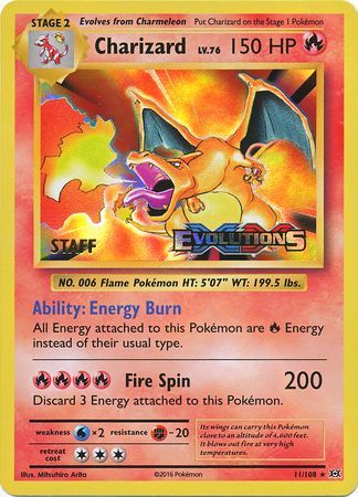 Charizard (11/108) (XY Evolutions Staff Prerelease) [XY: Black Star Promos] | Fandemonia Ltd