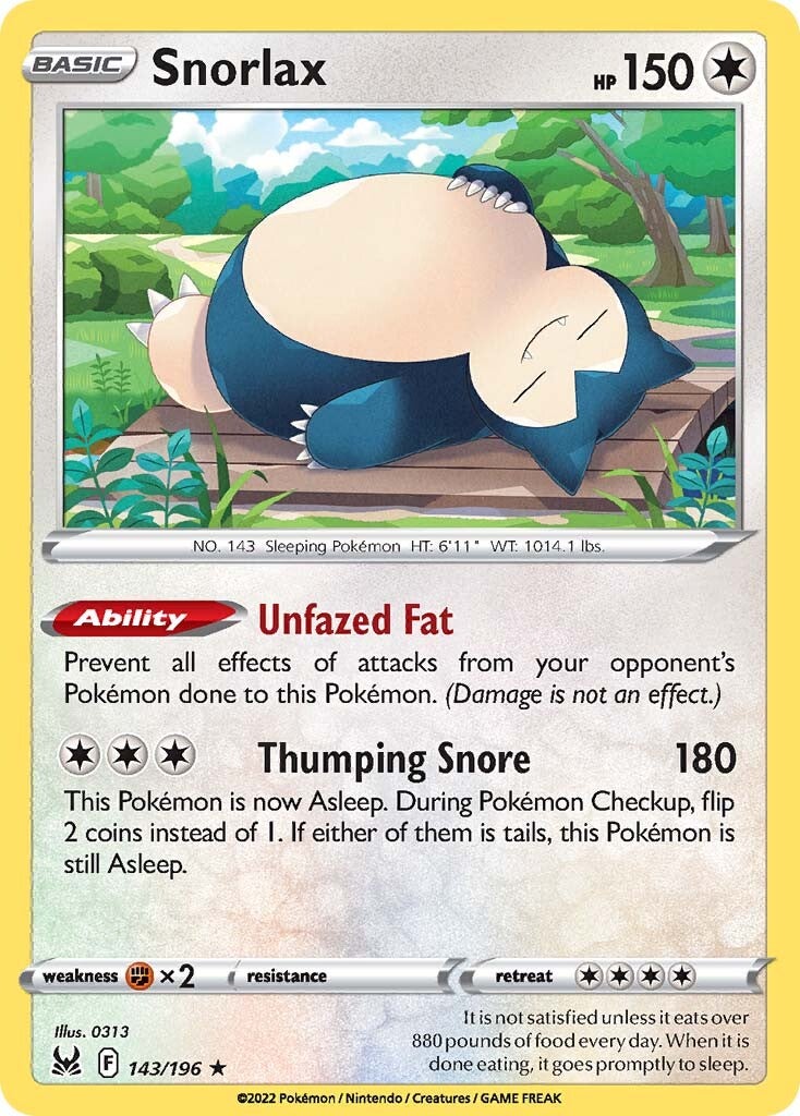 Snorlax (143/196) [Sword & Shield: Lost Origin] | Fandemonia Ltd