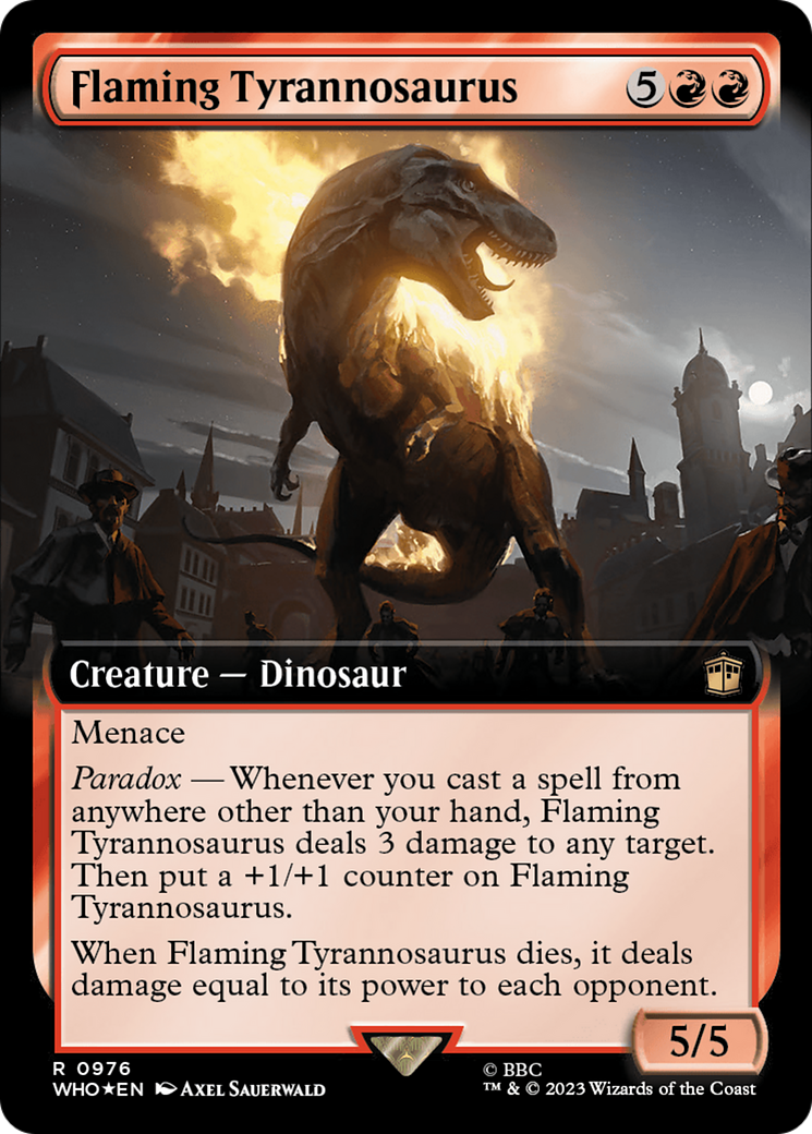 Flaming Tyrannosaurus (Extended Art) (Surge Foil) [Doctor Who] | Fandemonia Ltd