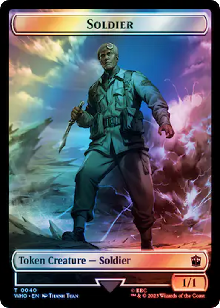 Soldier // Beast Double-Sided Token (Surge Foil) [Doctor Who Tokens] | Fandemonia Ltd