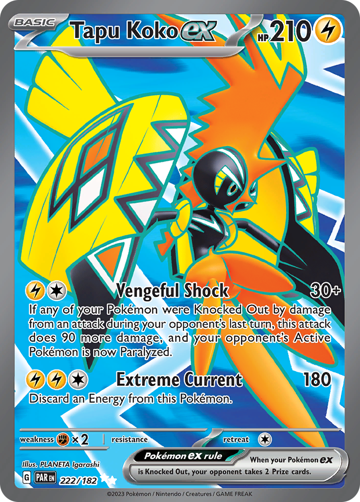 Tapu Koko ex (222/182) [Scarlet & Violet: Paradox Rift] | Fandemonia Ltd