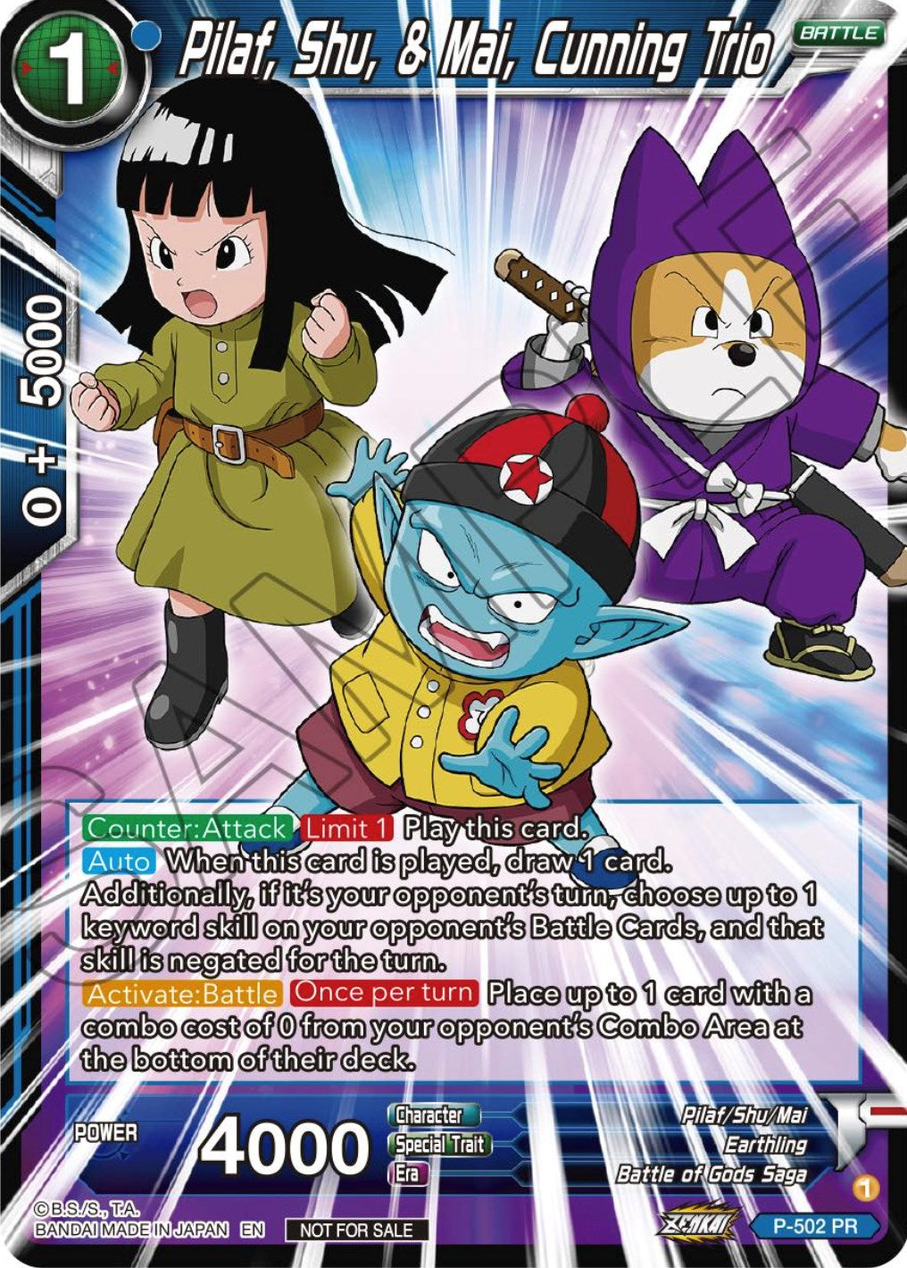 Pilaf, Shu, & Mai, Cunning Trio (Zenkai Series Tournament Pack Vol.4) (P-502) [Tournament Promotion Cards] | Fandemonia Ltd