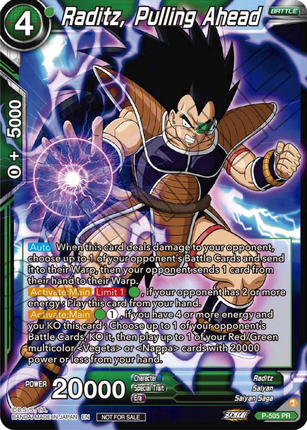 Raditz, Pulling Ahead (Zenkai Series Tournament Pack Vol.4) (P-505) [Tournament Promotion Cards] | Fandemonia Ltd