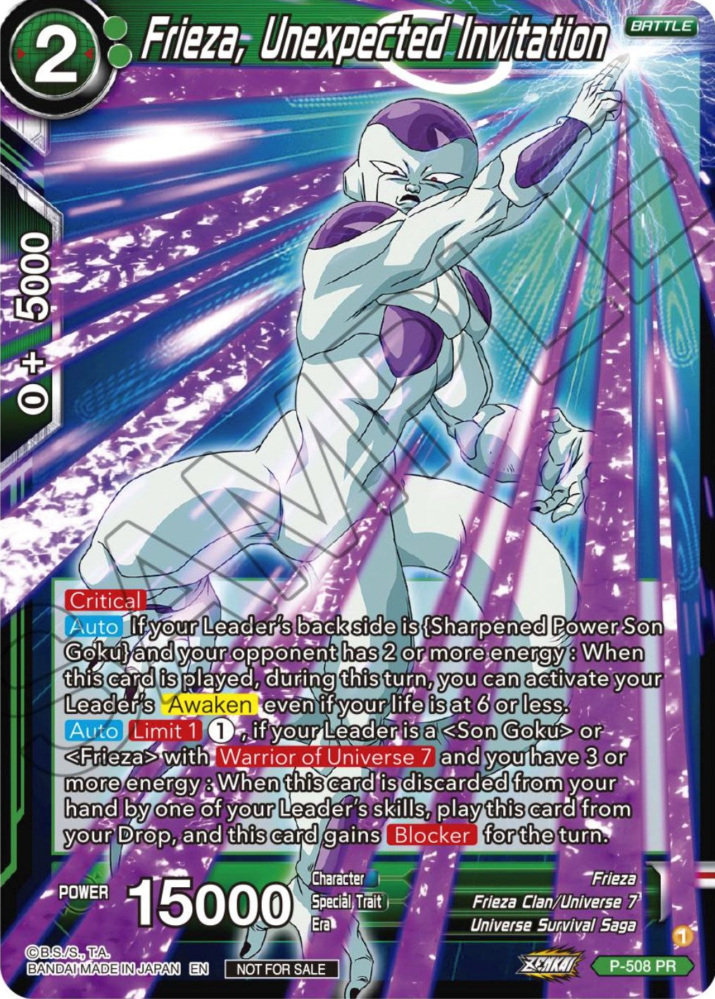 Frieza, Unexpected Invitation (Zenkai Series Tournament Pack Vol.4) (P-508) [Tournament Promotion Cards] | Fandemonia Ltd