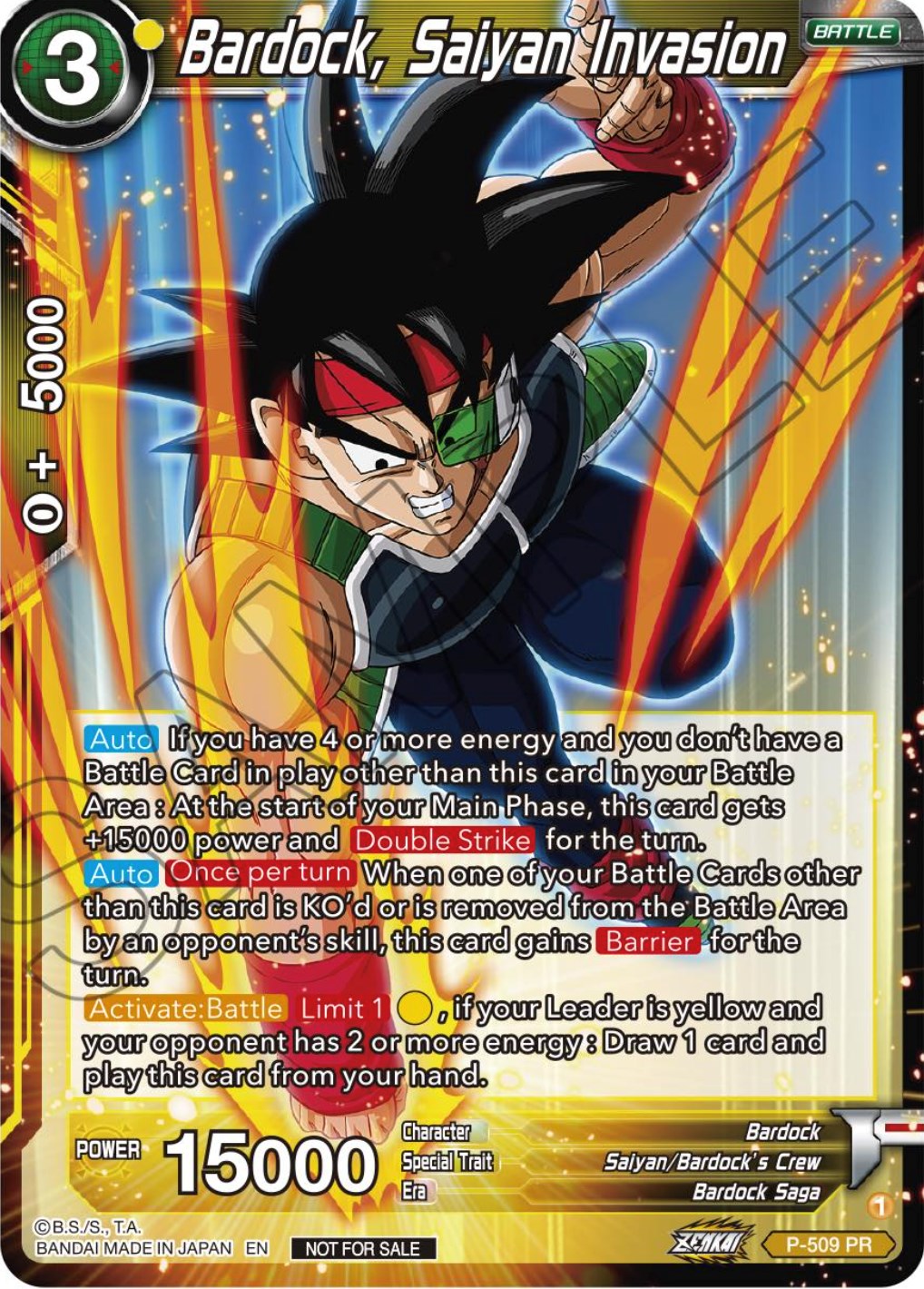 Bardock, Saiyan Invasion (Zenkai Series Tournament Pack Vol.4) (P-509) [Tournament Promotion Cards] | Fandemonia Ltd