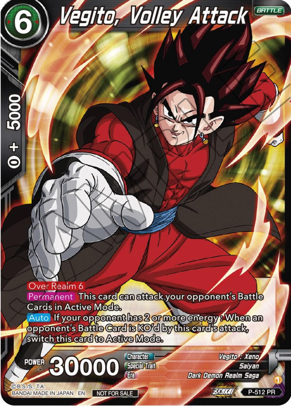 Vegito, Volley Attack (Zenkai Series Tournament Pack Vol.4) (P-512) [Tournament Promotion Cards] | Fandemonia Ltd