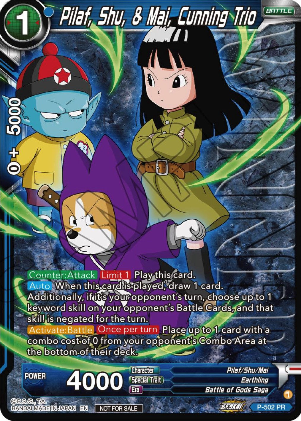 Pilaf, Shu, & Mai, Cunning Trio (Zenkai Series Tournament Pack Vol.4 Winner) (P-502) [Tournament Promotion Cards] | Fandemonia Ltd