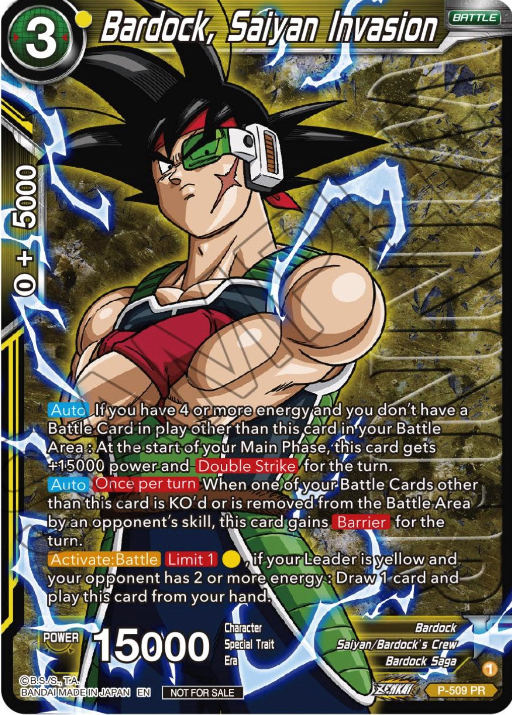 Bardock, Saiyan Invasion (Zenkai Series Tournament Pack Vol.4 Winner) (P-509) [Tournament Promotion Cards] | Fandemonia Ltd