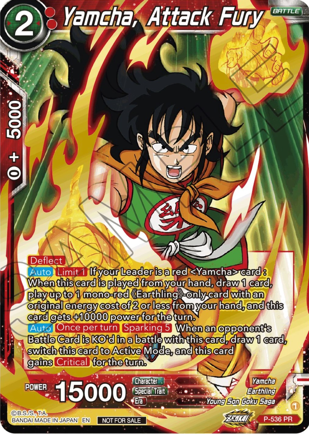 Yamcha, Attack Fury (Championship Selection Pack 2023 Vol.2) (Gold-Stamped Silver Foil) (P-536) [Tournament Promotion Cards] | Fandemonia Ltd