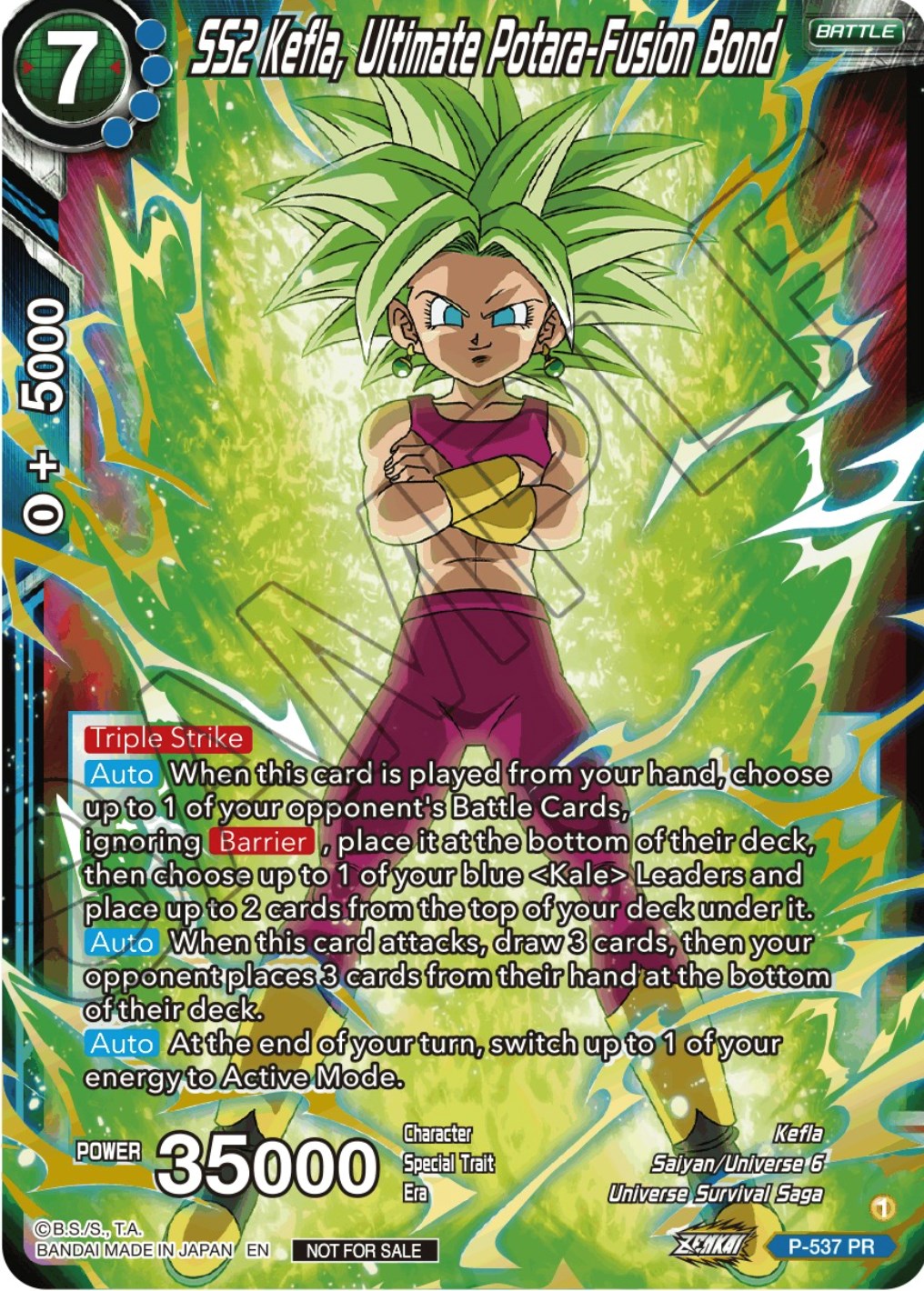 SS2 Kefla, Ultimate Potara-Fusion Bond (Championship Selection Pack 2023 Vol.2) (Gold-Stamped Silver Foil) (P-537) [Tournament Promotion Cards] | Fandemonia Ltd