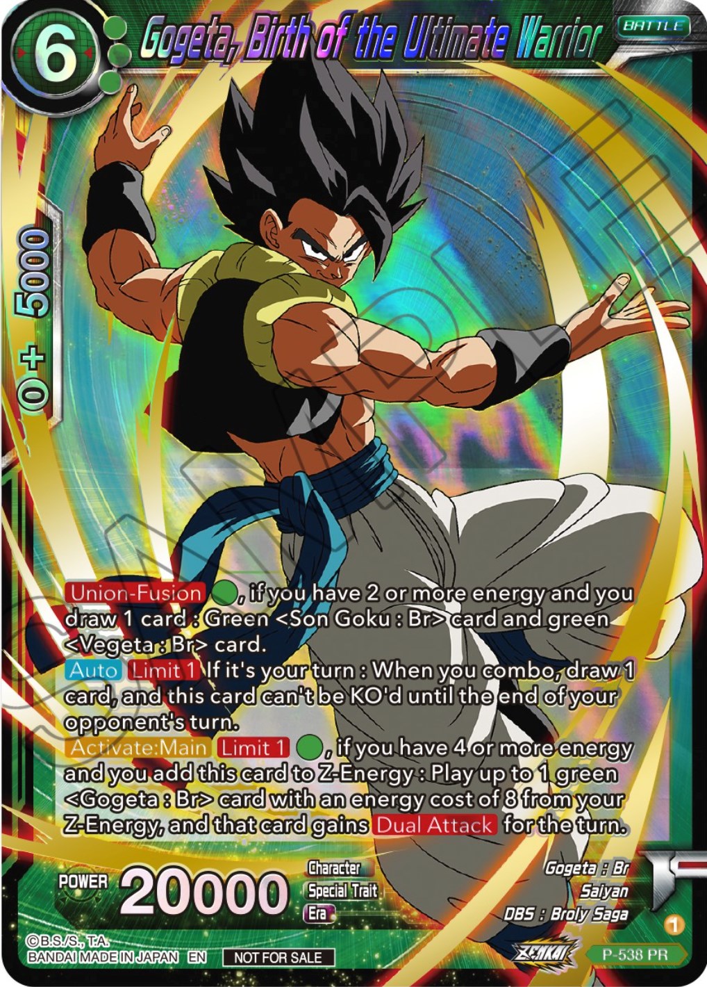 Gogeta, Birth of the Ultimate Warrior (Championship Selection Pack 2023 Vol.2) (Gold-Stamped Shatterfoil) (P-538) [Tournament Promotion Cards] | Fandemonia Ltd