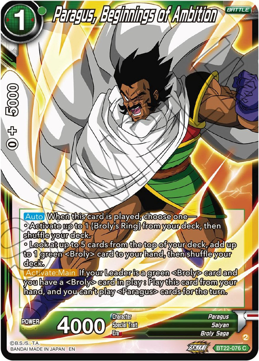 Paragus, Beginnings of Ambition (BT22-076) [Critical Blow] | Fandemonia Ltd