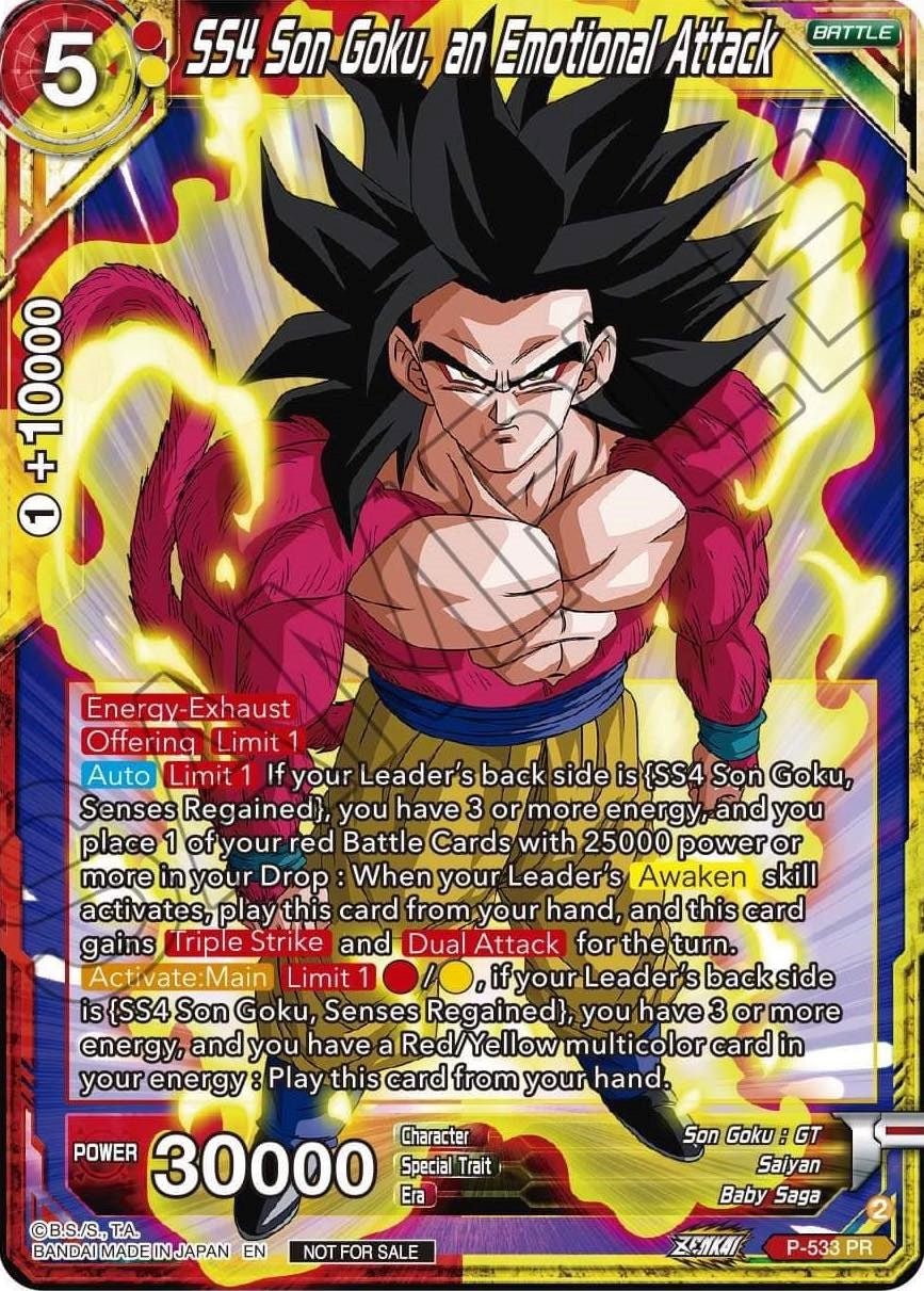 SS4, Son Goku, an Emotional Attack (Zenkai Series Tournament Pack Vol.5) (P-533) [Tournament Promotion Cards] | Fandemonia Ltd