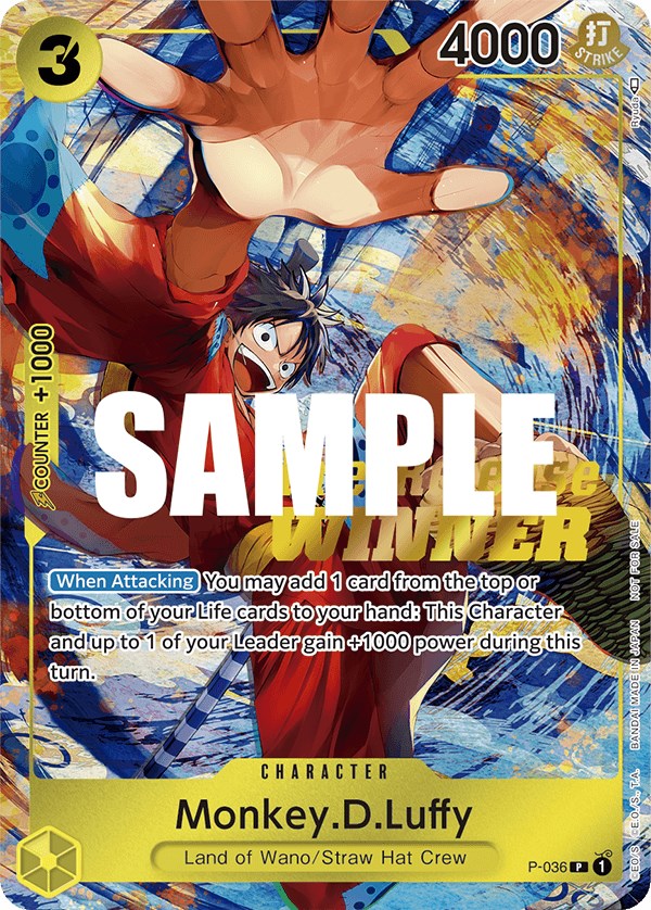 Monkey.D.Luffy (Pre-Release Tournament) [Winner] [One Piece Promotion Cards] | Fandemonia Ltd