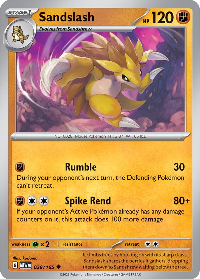 Sandslash (028/165) [Scarlet & Violet 151] | Fandemonia Ltd