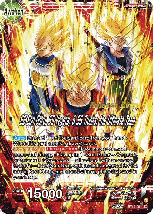 Son Goku & Vegeta & Trunks // SS Son Goku, SS Vegeta, & SS Trunks, the Ultimate Team (Fighter's Ambition Holiday Pack) (BT19-001) [Tournament Promotion Cards] | Fandemonia Ltd