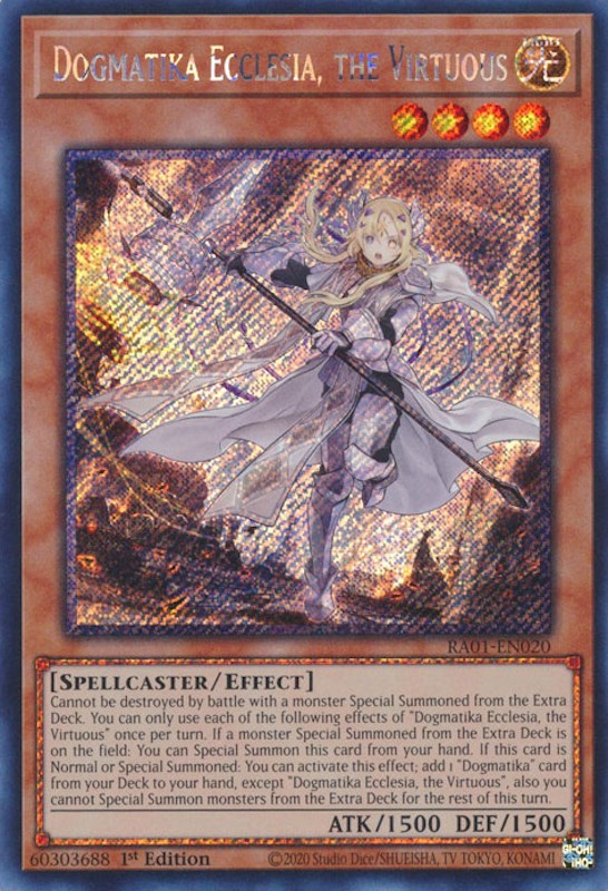 Dogmatika Ecclesia, the Virtuous [RA01-EN020] Platinum Secret Rare | Fandemonia Ltd