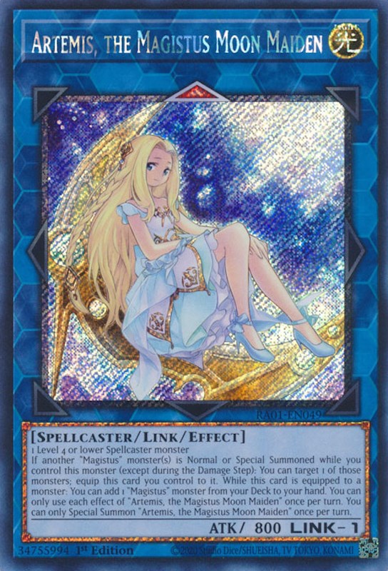 Artemis, the Magistus Moon Maiden [RA01-EN049] Platinum Secret Rare | Fandemonia Ltd