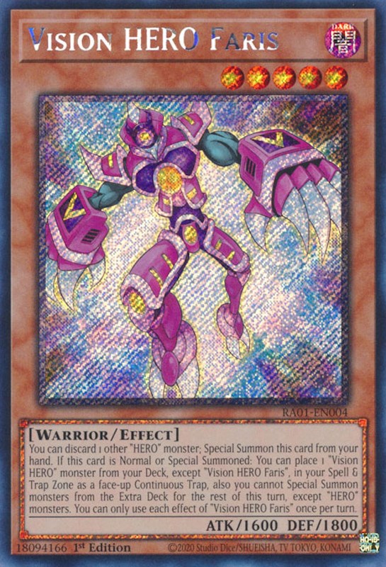 Vision HERO Faris [RA01-EN004] Platinum Secret Rare | Fandemonia Ltd